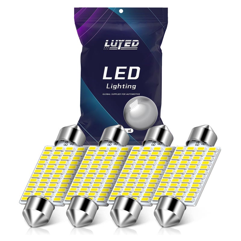LUYED 578 LED Bulb 569 211-2 212-2 41mm LED Lights Bulb for Car Interior Dome Map License Plate Courtesy Lights, Xenon White,Pack of 4 - Image 1
